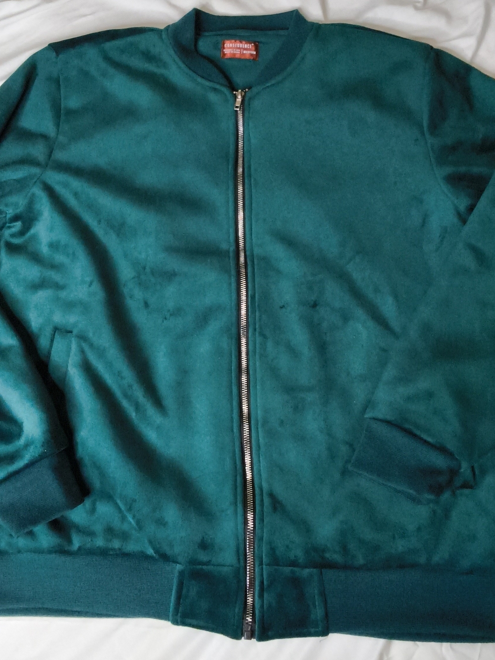Unbranded Emerald Green Velvet Bomber Jacket